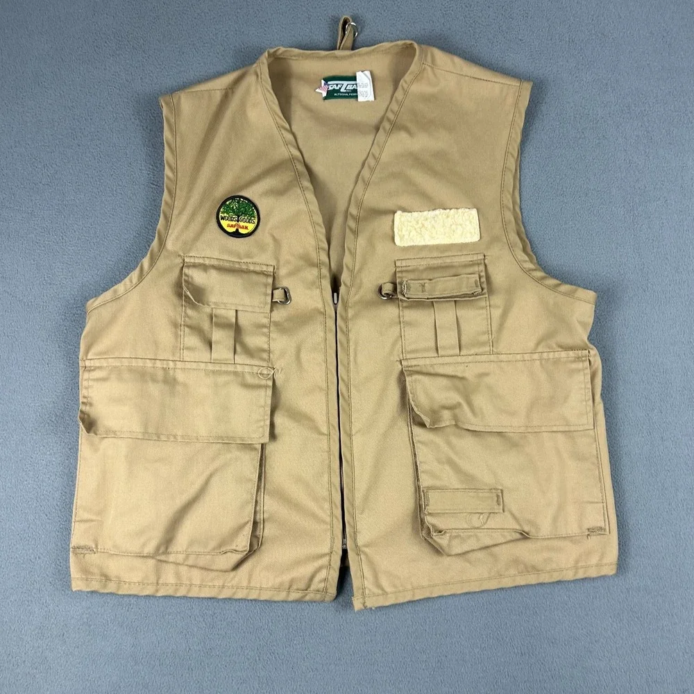 Vintage Saf T Bak Vest Mens Large Fly Fishing Hunting Outdoor Zip Up Made in USA